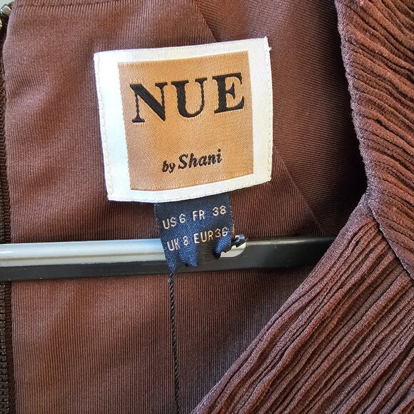 Nue by Shani Women Brown Stretch Surplice V-Neck Ruched Sheath Dress - Picture 3 of 5